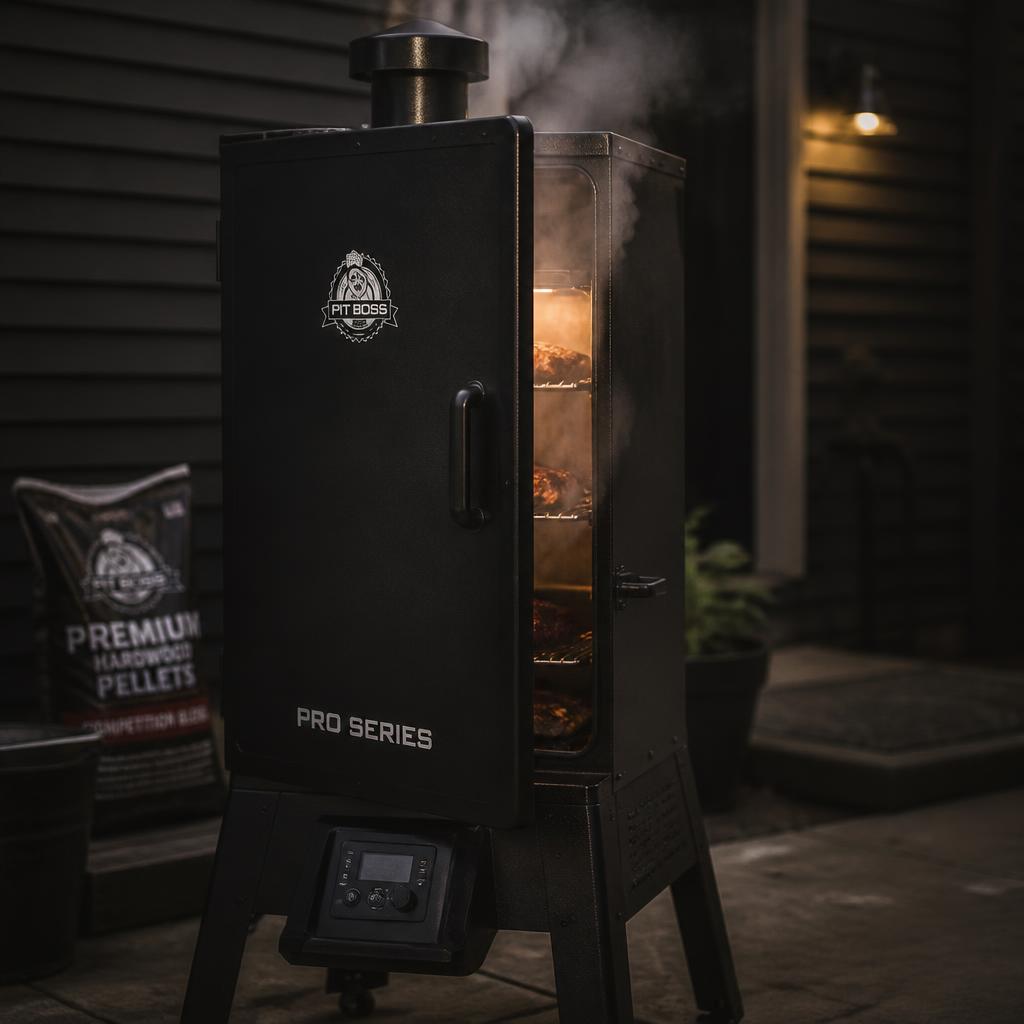 Verticale smoker met rook